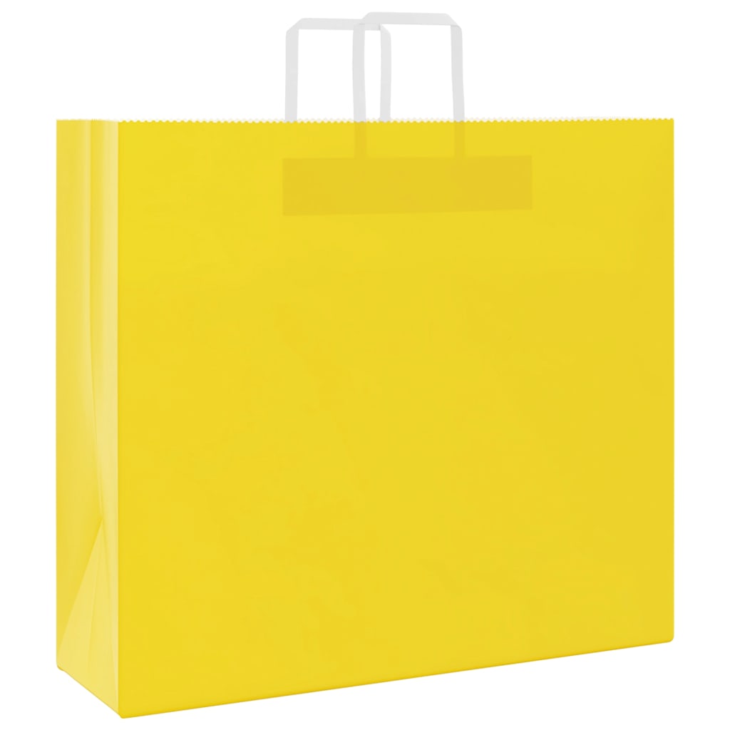 Sacchetti di Carta Kraft 250 pz con Manici Gialli 54x15x49 cm