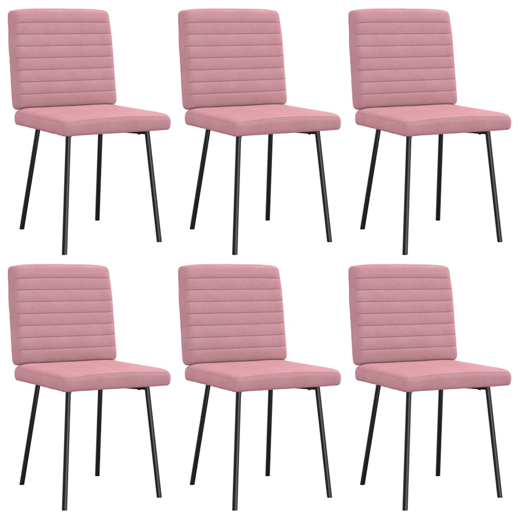 Sedie da Pranzo 6 pz Rosa in Velluto