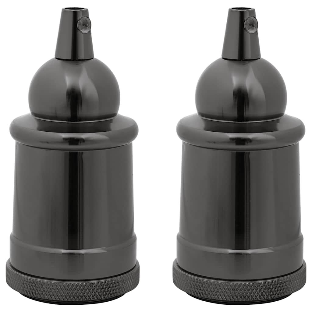 Portalampade 2 pz Nero Lucido E27