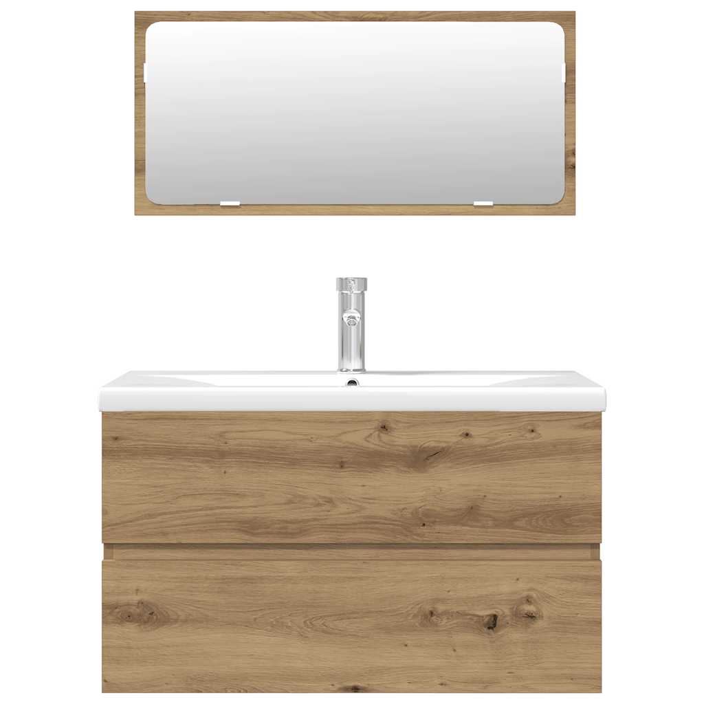 Set Mobili da Bagno 3 pz Rovere Artigianale Legno Multistrato
