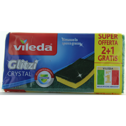VILEDA GLITZI SPUGNA+ABRASIVO VERDE 2+1 PZ.