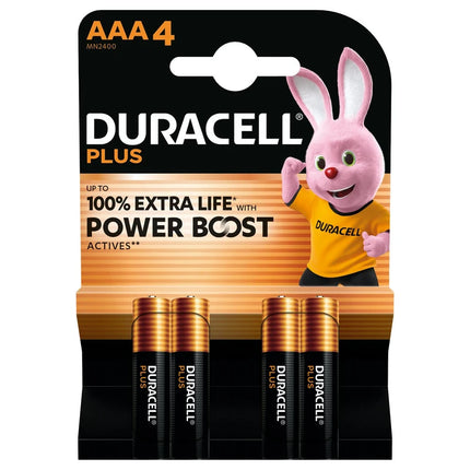 DURACELL PLUS 100 AAA4 MN2400 BATTERIA MINISTILO ALKALINE 1,5 V BLISTER 4 PZ.