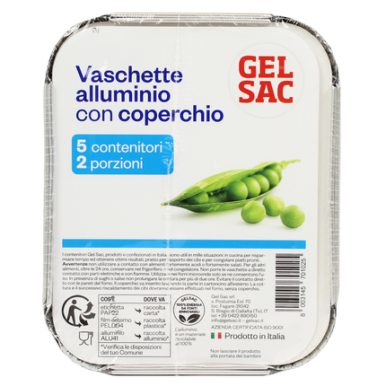 GEL SAC VASCHETTE CON COPERCHIO 2 PORZIONI GR.28 5 PEZZI
