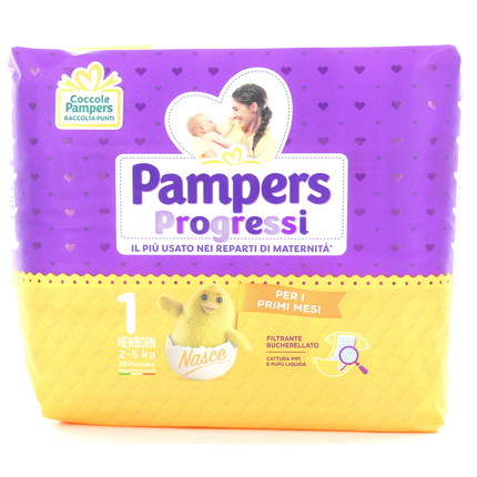 PAMPERS PANNOLINI PROGRESSI 1 NEWBORN 2-5 Kg 28 PZ.