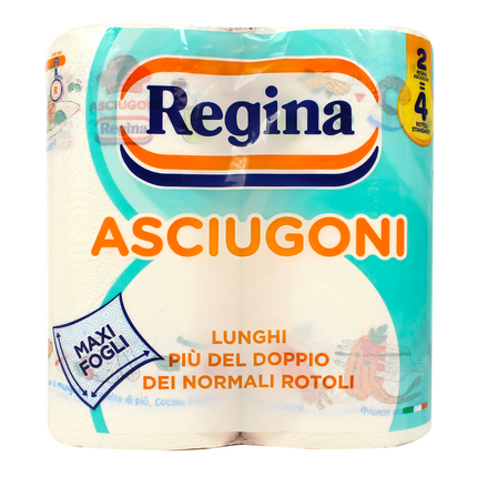 REGINA CARTA CUCINA ASCIUGONI 2 ROTOLI 2 VELI MAXI FOGLI 200 STRAPPI