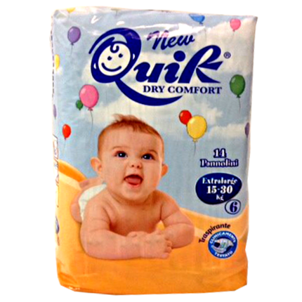 QUIK PANNOLINI 6 EXTRA LARGE 15-30 KG.14 PZ