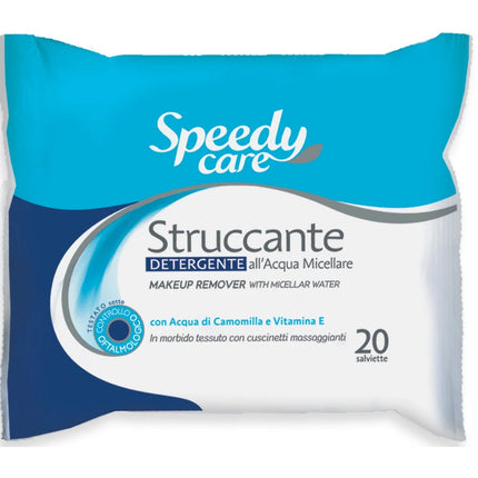 SPEEDY CARE 20 SALVIETTE STRUCCANTI DETERGENTI ALL'ACQUA MICELLARE CAMOMILLA e VITAMINA E