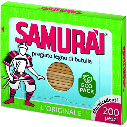 SAMURAI STUZZICADENTI IN LEGNO DI BETULLA SCATOLA 200 PZ