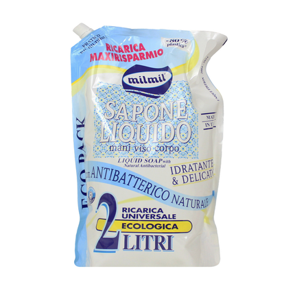 MIL MIL SAPONE LIQUIDO MANI IN BUSTA RICARICA ANTIBATTERICO NATURALE IDRATANTE & DELICATO 2 LITRI