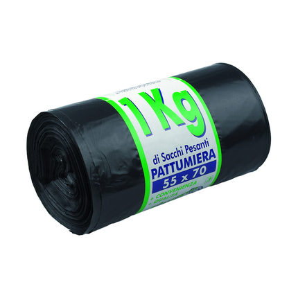 GEL SAC SACCHI RIFIUTI NERI PATTUMIERA 55x70 IN ROTOLO kg.1 50 PZ