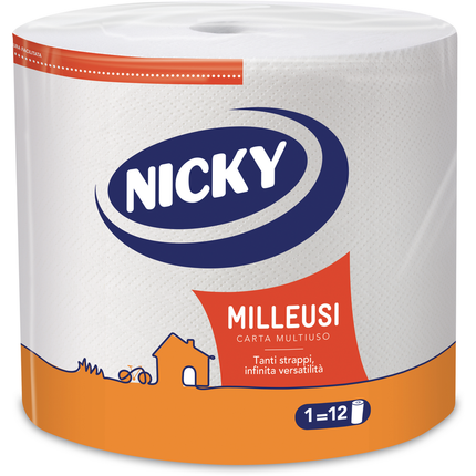NICKY BOBINETTA CARTA ASCIUGATUTTO MILLEUSI BOBINA 550 STRAPPI FORMATO PROFESSIONALE