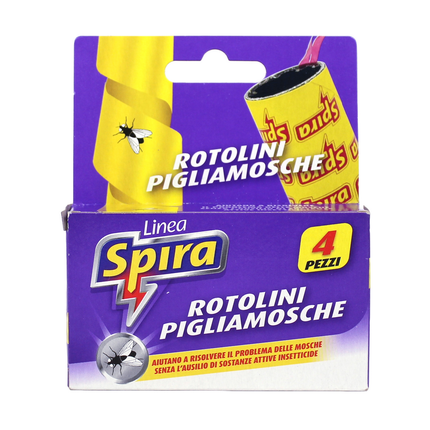 SPIRA INSETTICIDA PIGLIAMOSCHE TOTALMENTE ECOLOGICO E NATURALE 4 ROTOLINI