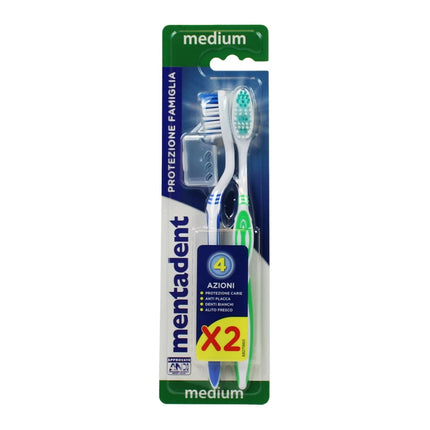 MENTADENT SPAZZOLINO DENTI MEDIUM 2 PZ