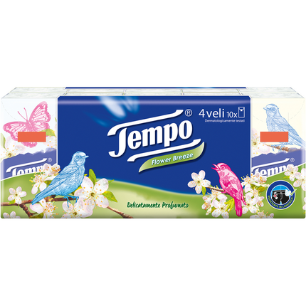 TEMPO FAZZOLETTI 10 PACCHETTI x 9 FAZZOLETTI 4 VELI FLOWER BREEZE