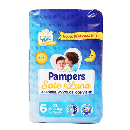 PAMPERS PANNOLINI SOLE E LUNA 6 XL 15-30 Kg 13 PZ.