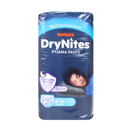 DRYNITES MUTANDINE ASSORBENTI BAMBINO USA E GETTA LARGE BOY 8-15anni 9 PZ PANNOLINI