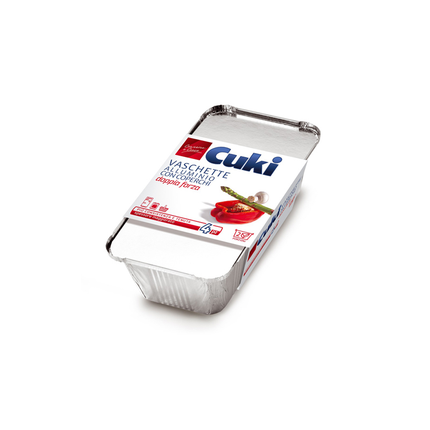 CUKI VASCHETTE ALLUMINIO CON COPERCHI (R62) PER 2 PORZIONI - 4 PEZZI - LT 0,9 (CM 21.7X11.2X5.4)