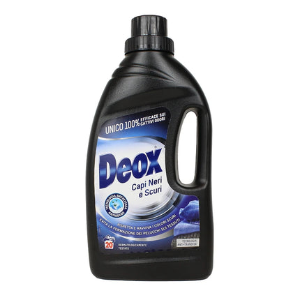 DEOX DETERSIVO BUCATO A MANO E LAVATRICE LIQUIDO FORMULA ANTIODORE CAPI NERI E SCURI 20 LAVAGGI