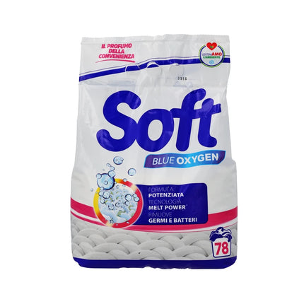 SOFT DETERSIVO BUCATO LAVATRICE IN POLVERE BLUE OXYGEN SACCO 78 MISURINI KG 3,900