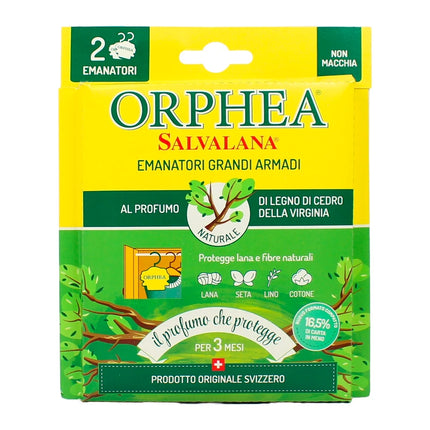 ORPHEA SALVALANA ANTI TARME EMANATORI GRANDI ARMADI LEGNO DI CEDRO 2 PZ