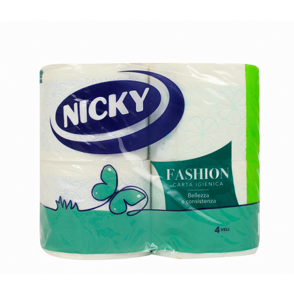 NICKY CARTA IGIENICA FASHION DECORATA & PROFUMATA 4 ROTOLI 4 VELI