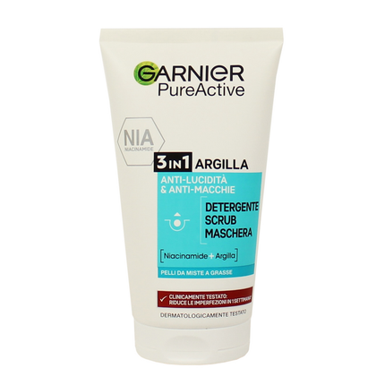 GARNIER PURE GEL 3in1 150 ML.DETERGENTE-SCRUB-MASCERA