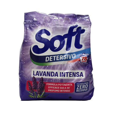 SOFT DETERSIVO BUCATO LAVATRICE IN POLVERE LAVANDA INTENSA SACCO 78 MISURINI KG 3,900
