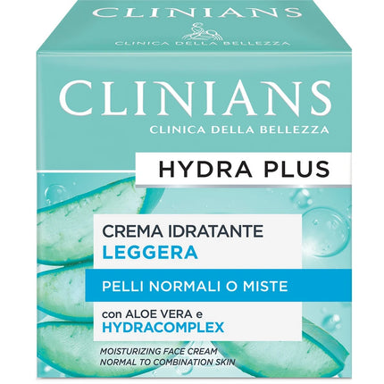 CLINIANS HYDRA PLUS CREMA IDRATANTE LEGGERA SUCCO DI ALOE VERA E AQUAMARINE PELLI NORMALI O MISTE 50 ML