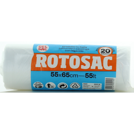 GEL SAC HD 20 SACCHI PATTUMIERA 55x65 TRASPARENTI IN ROTOLO