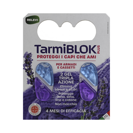 RELEVI TARMIBLOK PLUS GEL LAVANDA PER ARMADI E CASSETTI 2 PEZZI