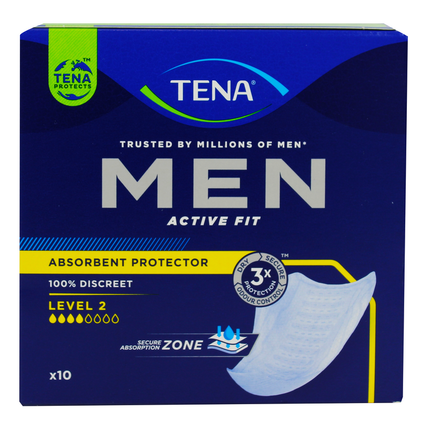 TENA MEN LEVEL 2 10 PZ. PROTEZIONI ASSORBENTI MASCHILI DISPOSITIVO MEDICO CE CL1
