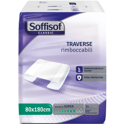 SOFFISOF TRAVERSE 80x180 RIMBOCCABILE ASSORBENZA SUPER 15 PZ DISPOSITIVO MEDICO CE DI CLASSE 1