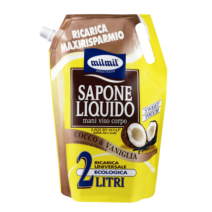 MIL MIL SAPONE LIQUIDO MANI RICARICA BUSTA 2 LITRI COCCO & VANIGLIA