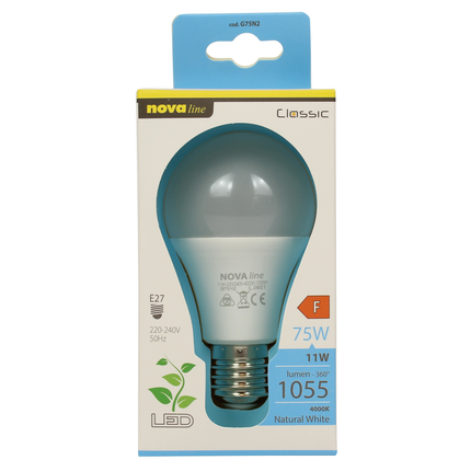 NOVALINE LAMPADINA LED GOCCIA 10W - LED EPISTAR - 1055 Lm - 30000 h - 170/240 V -LUCE NATURALE 4000K - ANGOLO 270° -EQUIVALENTE AD UNA 75W AD INCANDESCENZA