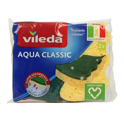 VILEDA AQUA CLASSIC SPUGNA NATURAL ABRASIVA 2 PZ.