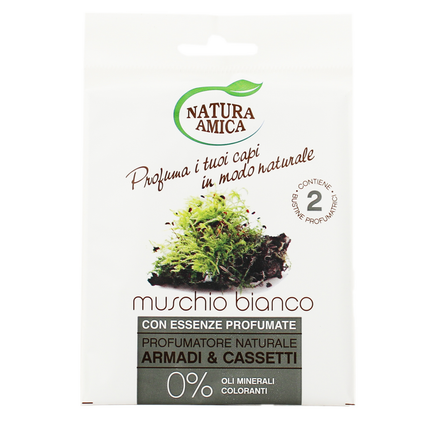 NATURA AMICA 2 BUSTE PROFUMATORE MUSCHIO BIANCO PER ARMADI E CASSETTI