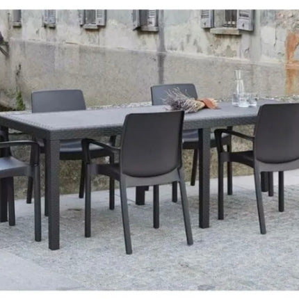 Tavolo da esterno allungabile Rattan (150-200)x90x72 cm + Kit n.6 Kit Sedie