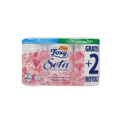 FOXY CARTA IGIENICA SETA 4+2 ROTOLI MAXI 2 VELI PROFUMATA AL TALCO
