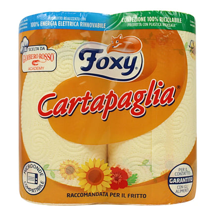 FOXY CARTA PAGLIA CARTA CUCINA 2 ROTOLI 2 VELI DECORATO