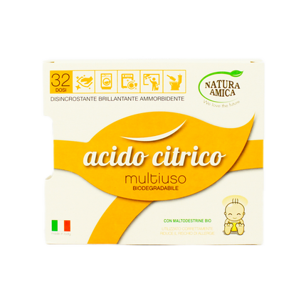 NATURA AMICA ACIDO CITRICO MULTIUSO DISINCROSTANTE BRILLANTANTE AMMORBIDENTE 100% BIODEGRADABILE ECODETERSIVO 400 GRAMMI