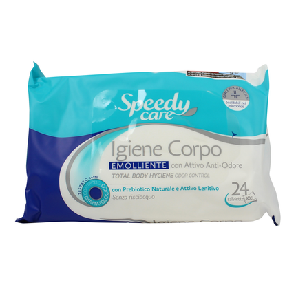 SPEEDY CARE 24 SALVIETTE XXL IGIENE CORPO LENITIVO CON ATTIVO ANTI-ODORE DOPPIO SPESSORE EFFETTO SPUGNA