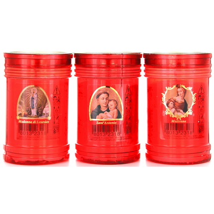 LUMINO VOTIVO SER 30T ROSSO IMMAGINI ASSORTITE LUMINI (durata 35 ore cad)
