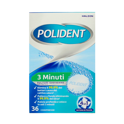 POLIDENT 3 MINUTI PULITORE PROTESI DENTALI 36 TABS