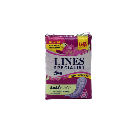 LINES SPECIALIST NORMAL ASSORBENTI ANTI-ODORE 12 PEZZI - DISPOSITIVO MEDICO CE CLASSE 1
