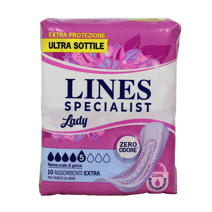 LINES SPECIALIST EXTRA ASSORBENTI ANTI-ODORE 10 PEZZI - DISPOSITIVO MEDICO CE CLASSE 1