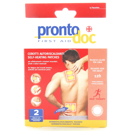 PRONTO DOC 2 CEROTTI RISCALDANTI MONOUSO CM.13x10 DURATA 8 ORE