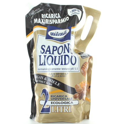 MIL MIL SAPONE LIQUIDO MANI RICARICA BUSTA ARGAN & MIELE 2 LITRI