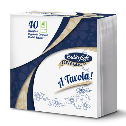BULKYSOFT TOVAGLIOLI DECORATI MISURA 38x38 2 VELI 40 PEZZI