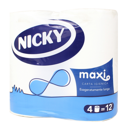 NICKY CARTA IGIENICA LA MAXI 4 ROTOLI 2 VELI 500 STRAPPI