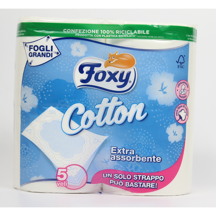 FOXY COTTON CARTA IGIENICA 4 ROTOLI 5 VELI *** KING SIZE
